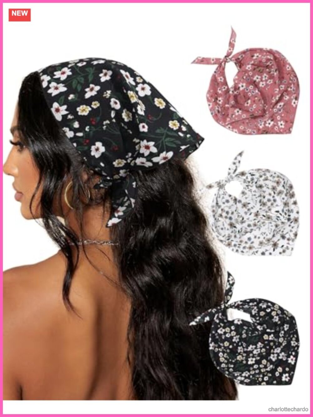 Tie Back Triangle Head Scarf Headband Set for Women Polyester